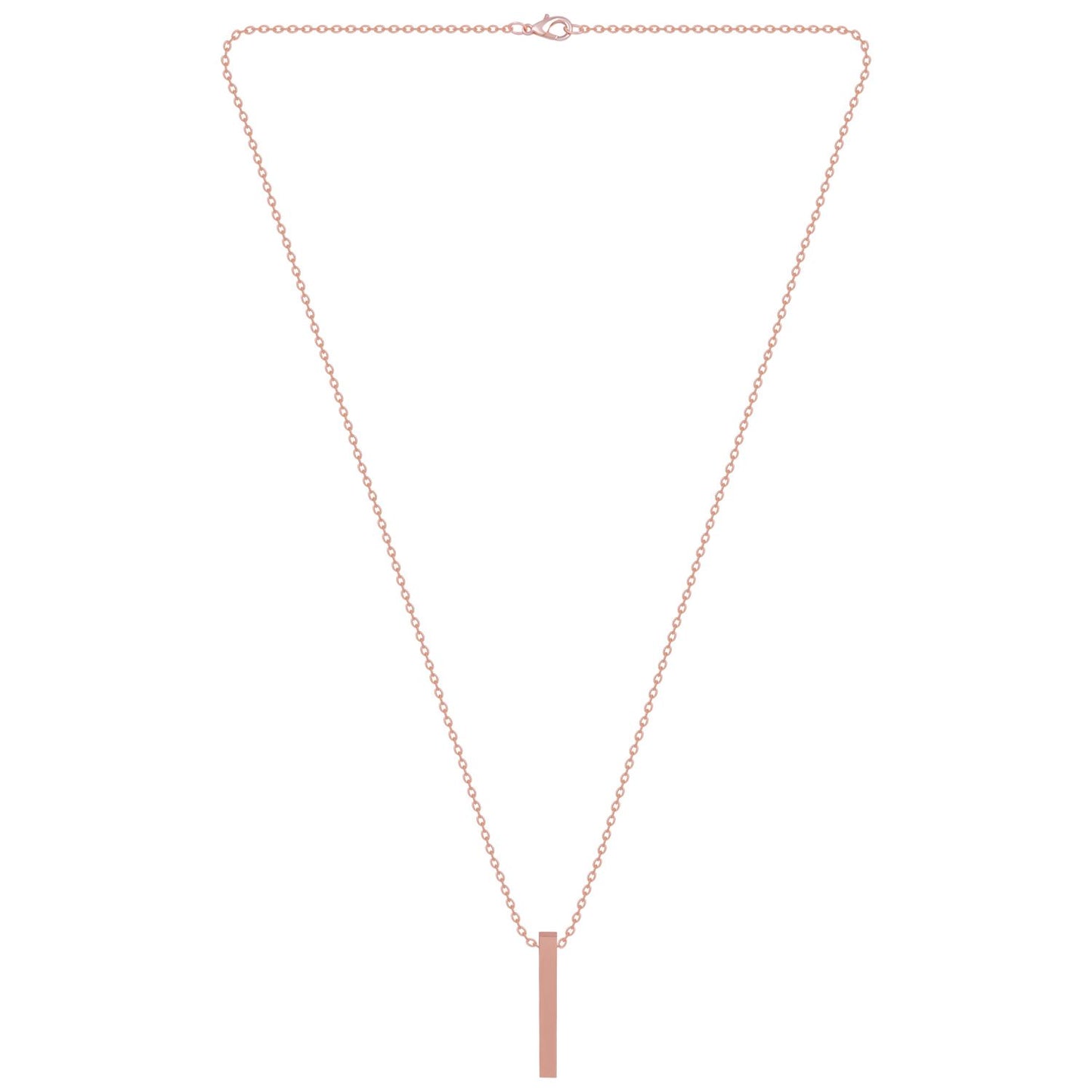 Vertical Bar Rose Gold Cuboid Stick Stainless Steel Locket Necklace Chain Set