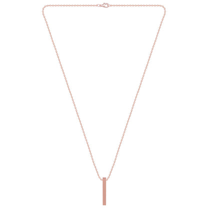 Vertical Bar Rose Gold Cuboid Stick Stainless Steel Locket Necklace Chain Set