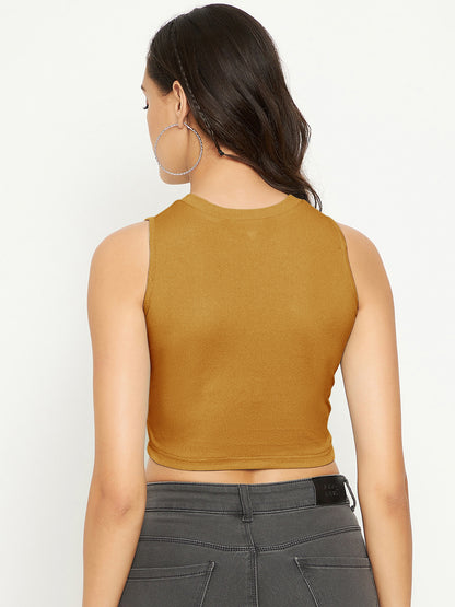 Uptownie Lite Polyester High Neck Sleeveless Crop Top