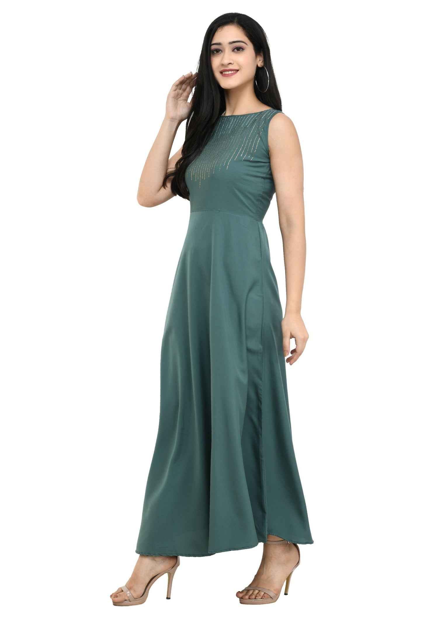 Women's Polyester Solid Maxi Dress