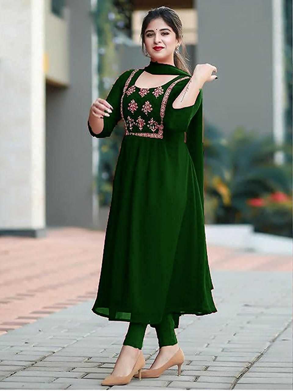 Elegant Embroidered Georgette Kurti Set