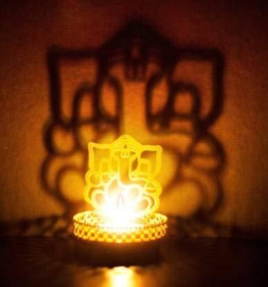 Light Shadow Ganesh Ji Tea Light Candle Holder for Home Decor