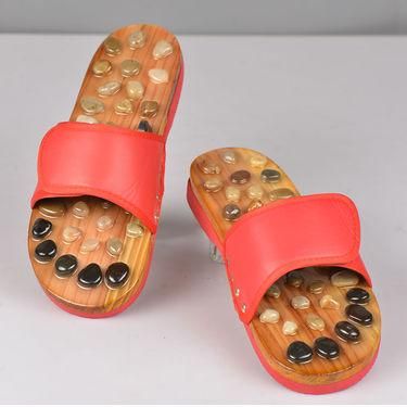 Acupressure Natural Stone Slippers (Red)