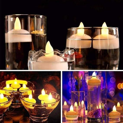 �Floating Tealight Water Sensor Battery Operated Waterproof LED Flame less Flickering Lights Candles (Pack of 10)