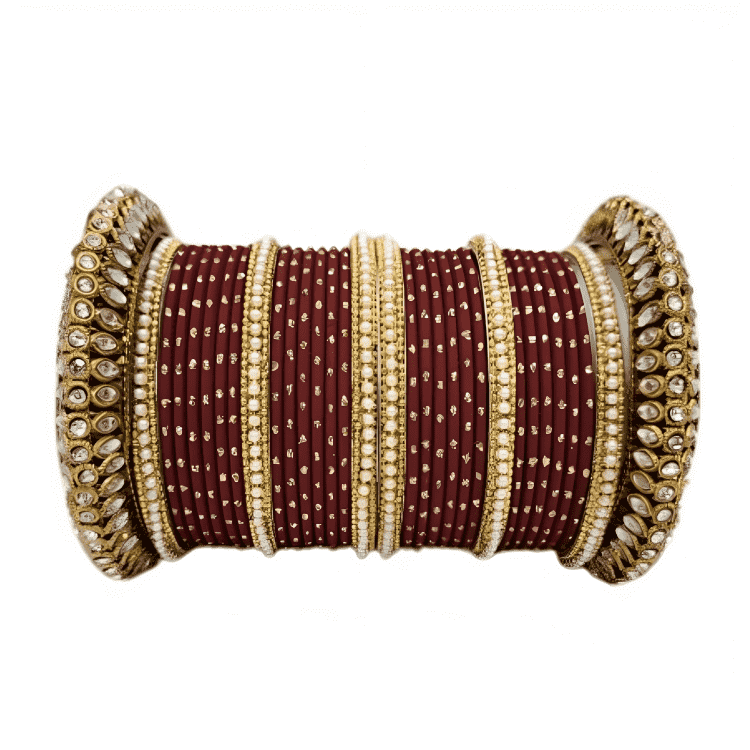 Graceful Oxidized Brass Kada with adorned Golden Dot Matte Texture Metal Bangles Set for women.