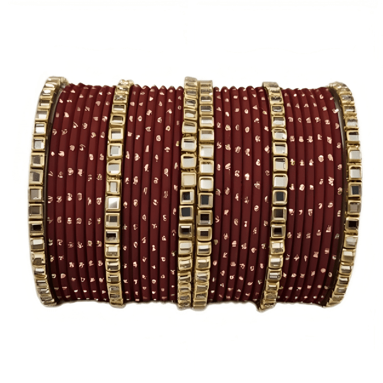 "Elegant Square Kundan Stone Brass Kada Bangles Set for Women and Girls"