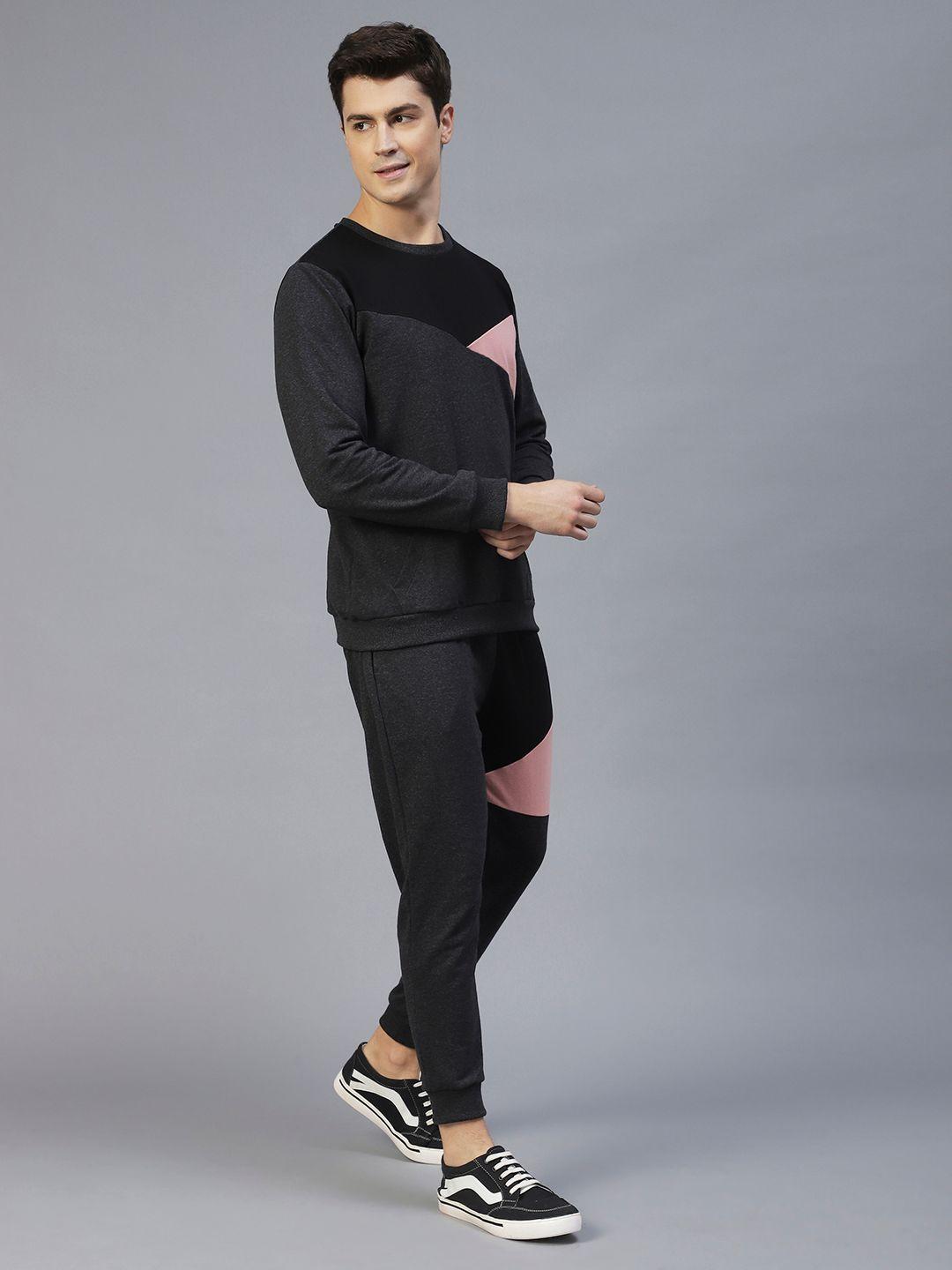 Rigo Men Charcoal Colourblock Tracksuit