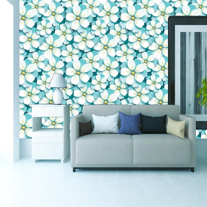 WallDaddy Self Adhesive Wallpaper For Wall (300x40)Cm Wall Sticker |Design BlueFlower