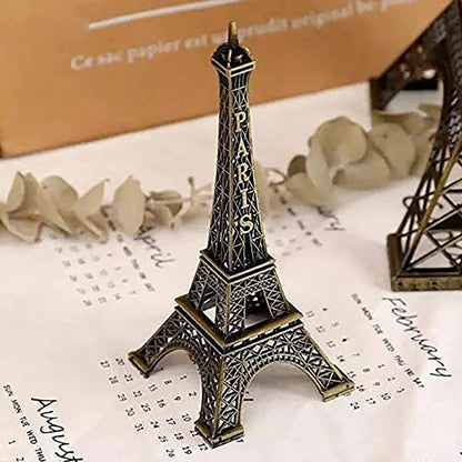 Arsha lifestyle Antique Finish 3D Metal Paris Eiffel Tower Metal Craft Famous Landmark Building Metal Statue, Cabinet, Office, Gifts Decorative Showpiece.