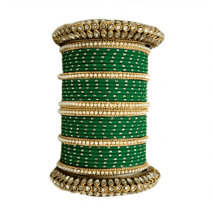 Graceful Oxidized Brass Kada with adorned Golden Dot Matte Texture Metal Bangles Set for women.