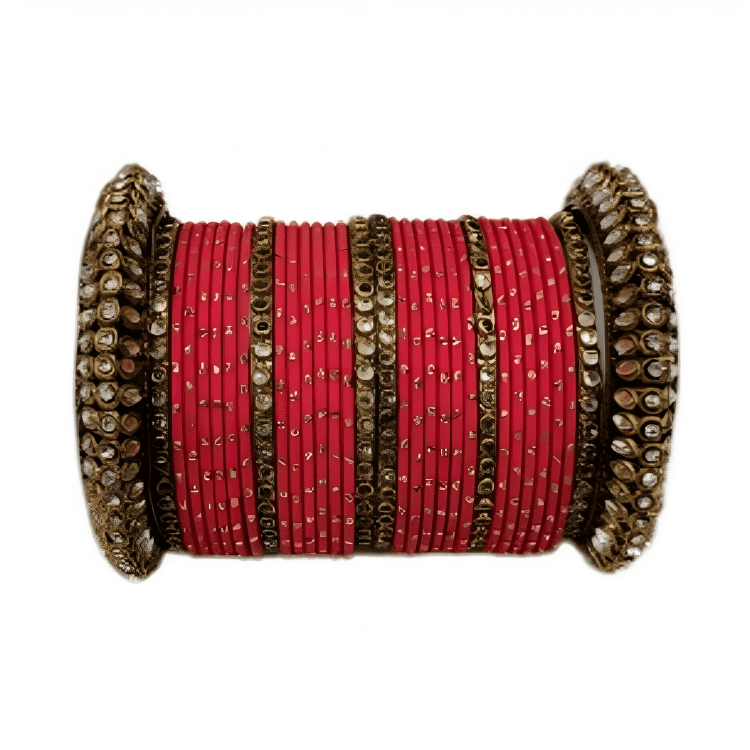 "Radiant Oxidized Gold Metal Kada and Brass Stone Bangles Sets For Women