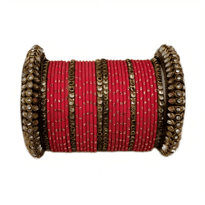 "Radiant Oxidized Gold Metal Kada and Brass Stone Bangles Sets For Women