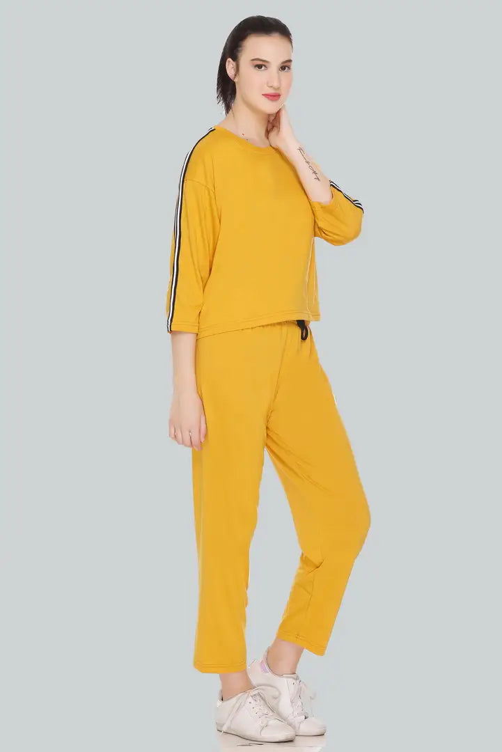 Elite Golden Cotton Blend Long Tracksuit For Women